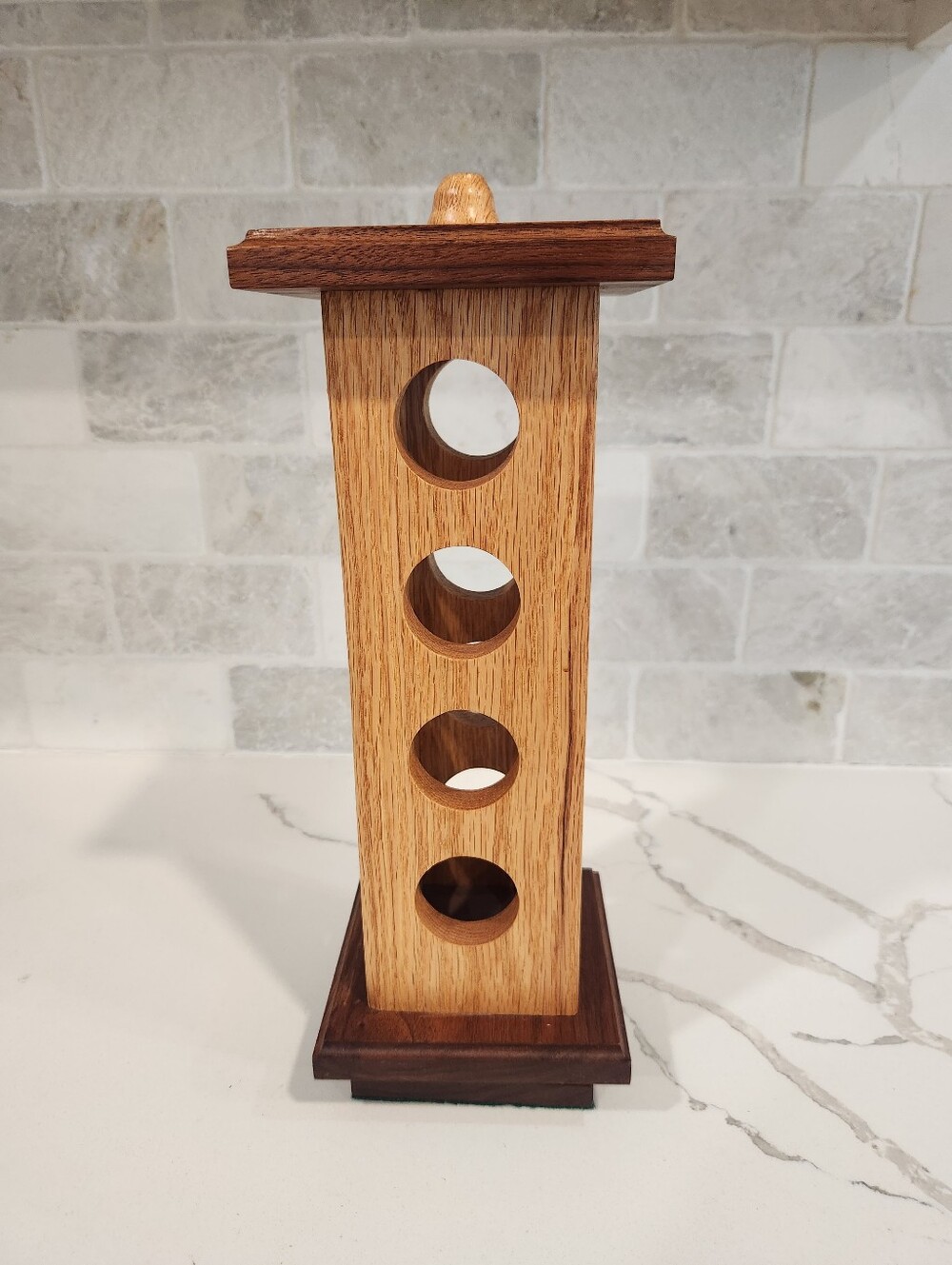 Handmade Wooden Coffee Pod K-Pod Rotating Lazy Susan Carousel Two Tone
